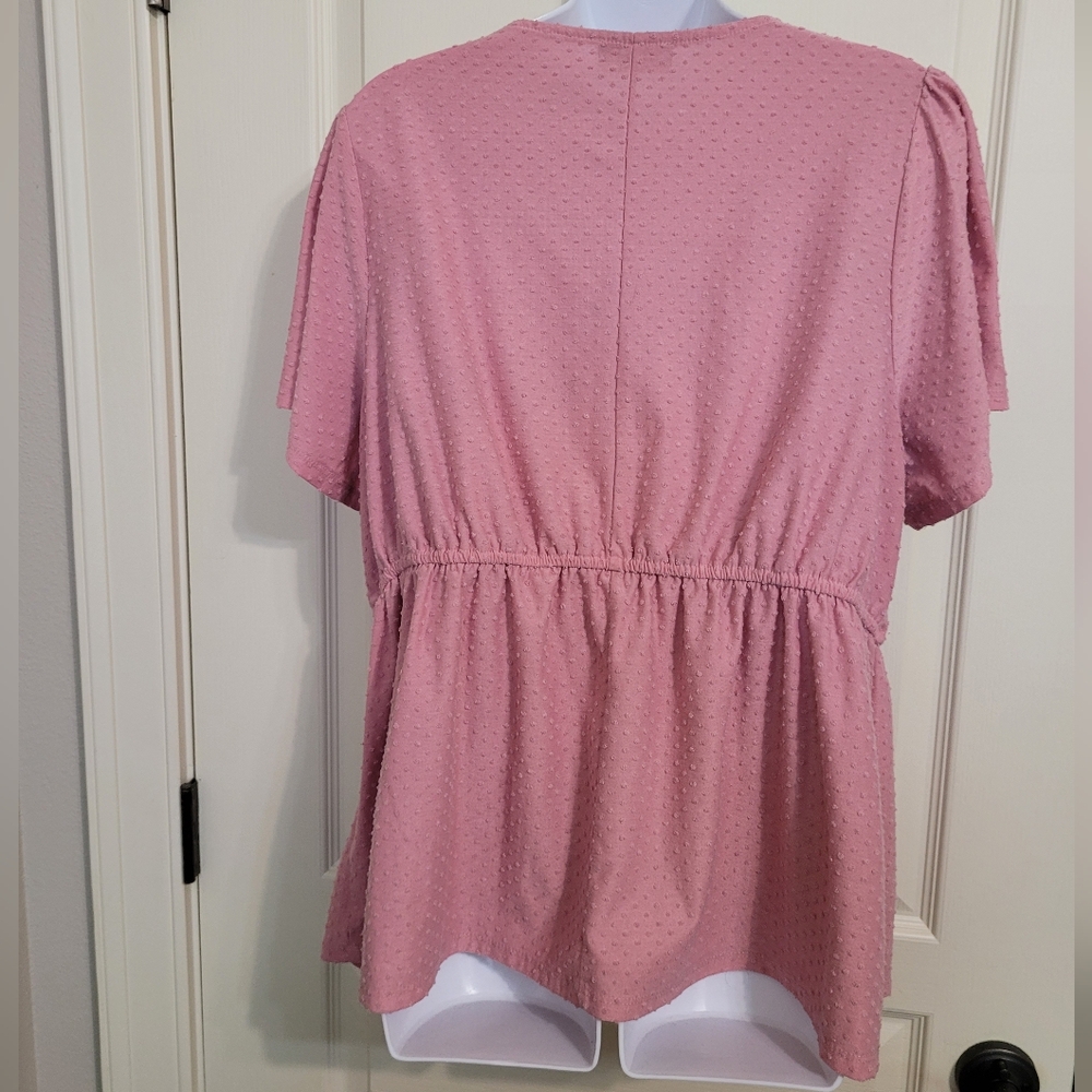 Lane Bryant Pink V-Neck blouse, Sz 18/20, GUC - Picture 3 of 8